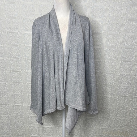 Bobeau•Drape Front Cardigan, in Heather Gray - Picture 2 of 10